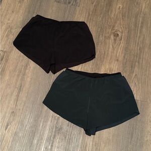 Lot of 2 Athleta Shorts: Interval Run Shorts in Forest Green & Black